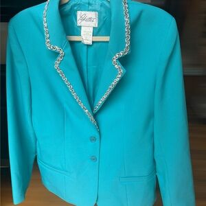 Vtg turquoise silverTrim Blazer size 12
